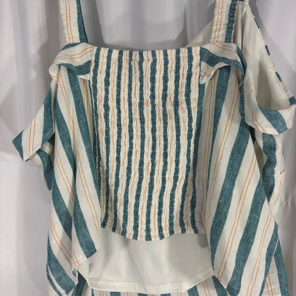 Torrid Smocked Back Tank Blue Yellow Striped Size 1 (14/16) Plus Size Top - Picture 5 of 9